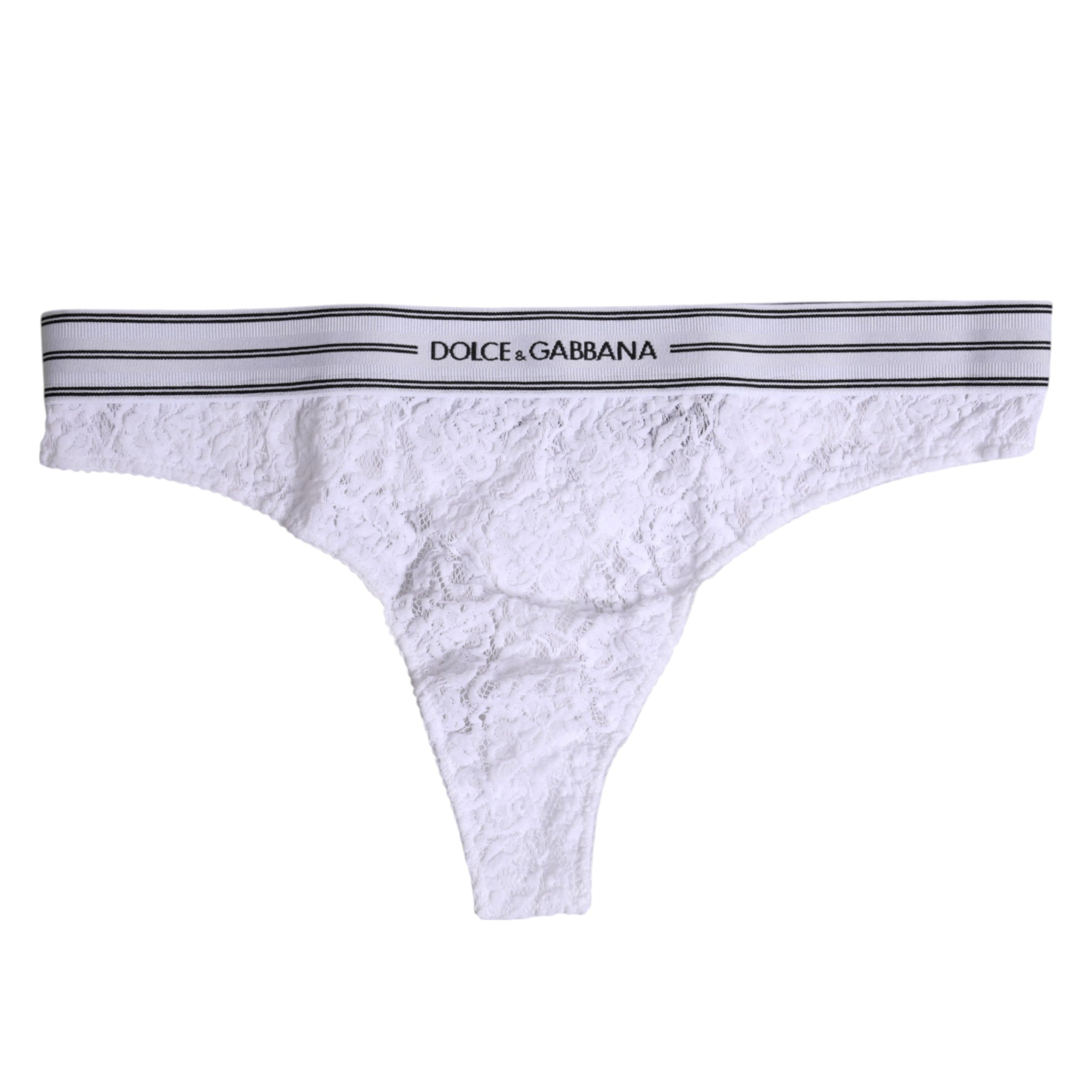Dolce & Gabbana Weißes Nylon-Höschen mit Blumenspitze