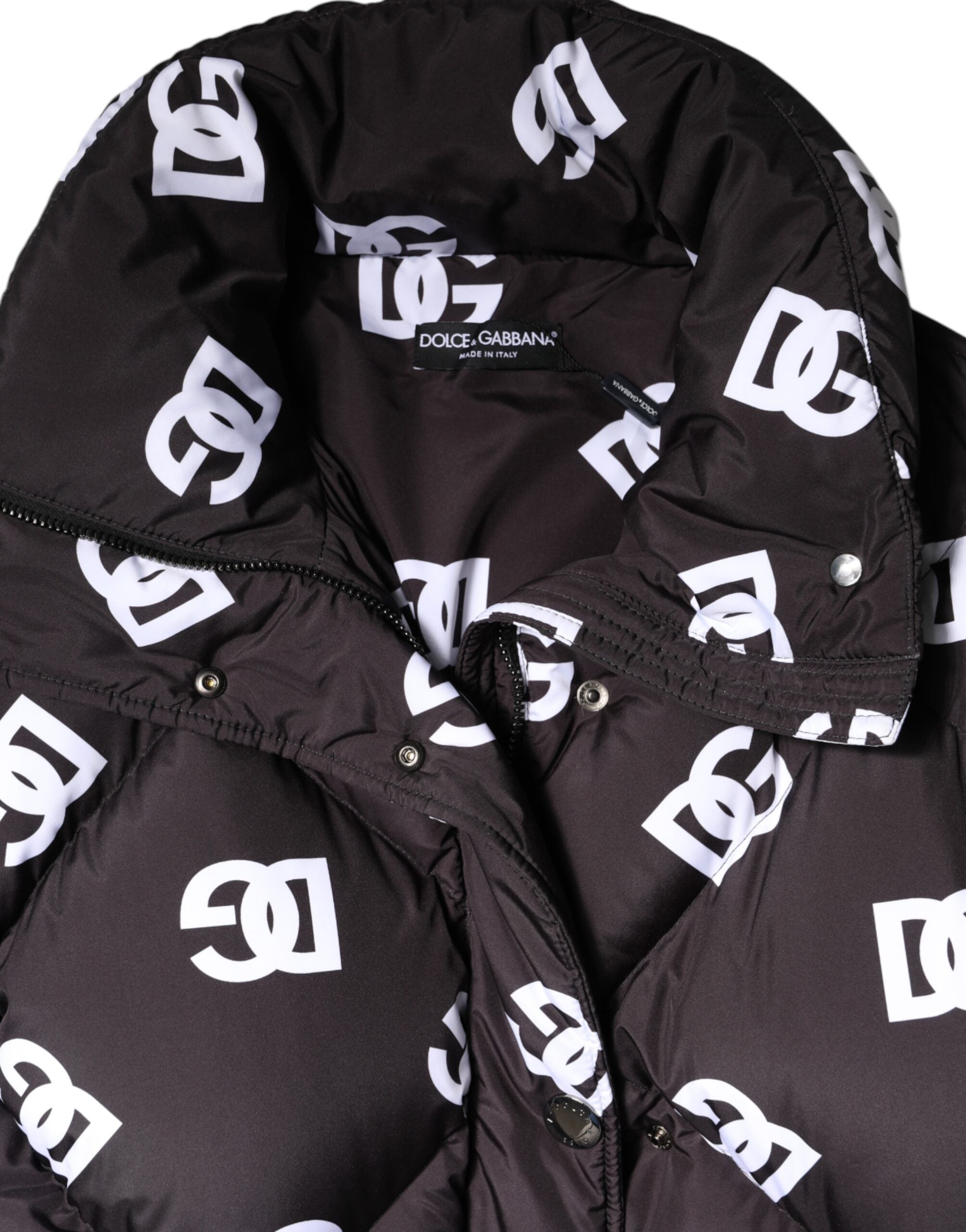 Dolce & Gabbana Schwarze DG Mania Steppjacke Langer Mantel