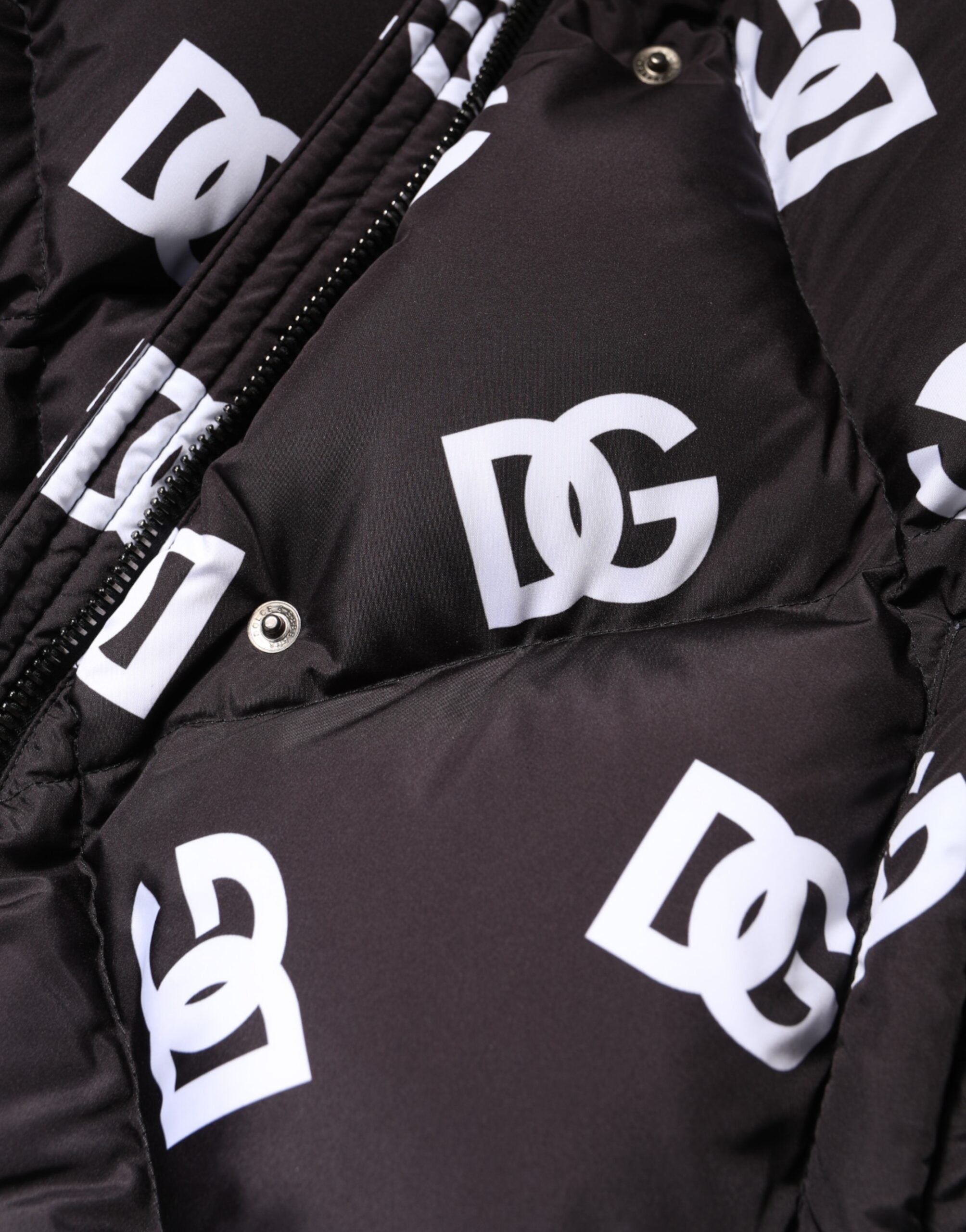 Dolce & Gabbana Schwarze DG Mania Steppjacke Langer Mantel