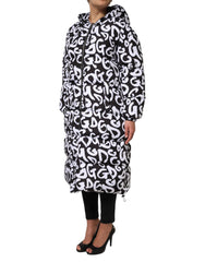 Dolce & Gabbana Zwart Wit DG Mania Lange Jas met capuchon