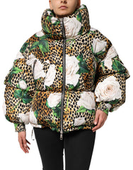 Dolce & Gabbana Multicolor Luipaard Roze Gewatteerde Puffer Jas