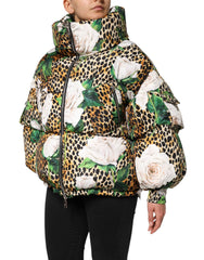 Dolce & Gabbana Multicolor Luipaard Roze Gewatteerde Puffer Jas