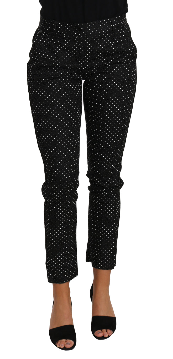 Dolce & Gabbana Schwarzes Kleid Gepunktete Cropped-Hose mit geradem Bein