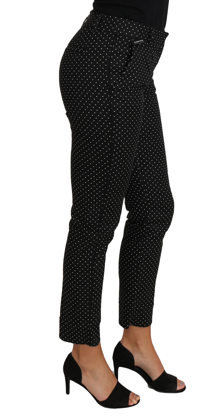 Dolce & Gabbana Schwarzes Kleid Gepunktete Cropped-Hose mit geradem Bein