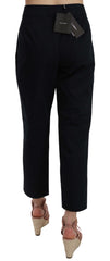 Dolce & Gabbana Black Cropped Front Button Embellished Pants