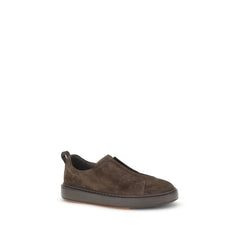 Santoni Braune Kalbsleder Bos Taurus Low-Top-Sneakers