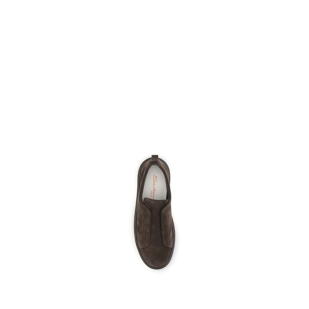 Santoni Braune Kalbsleder Bos Taurus Low-Top-Sneakers