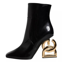 Dolce & Gabbana Black Jackie Leather Mid Calf Boots Shoes