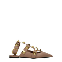 Valentino Garavani Roze Leren Platte Sandalen