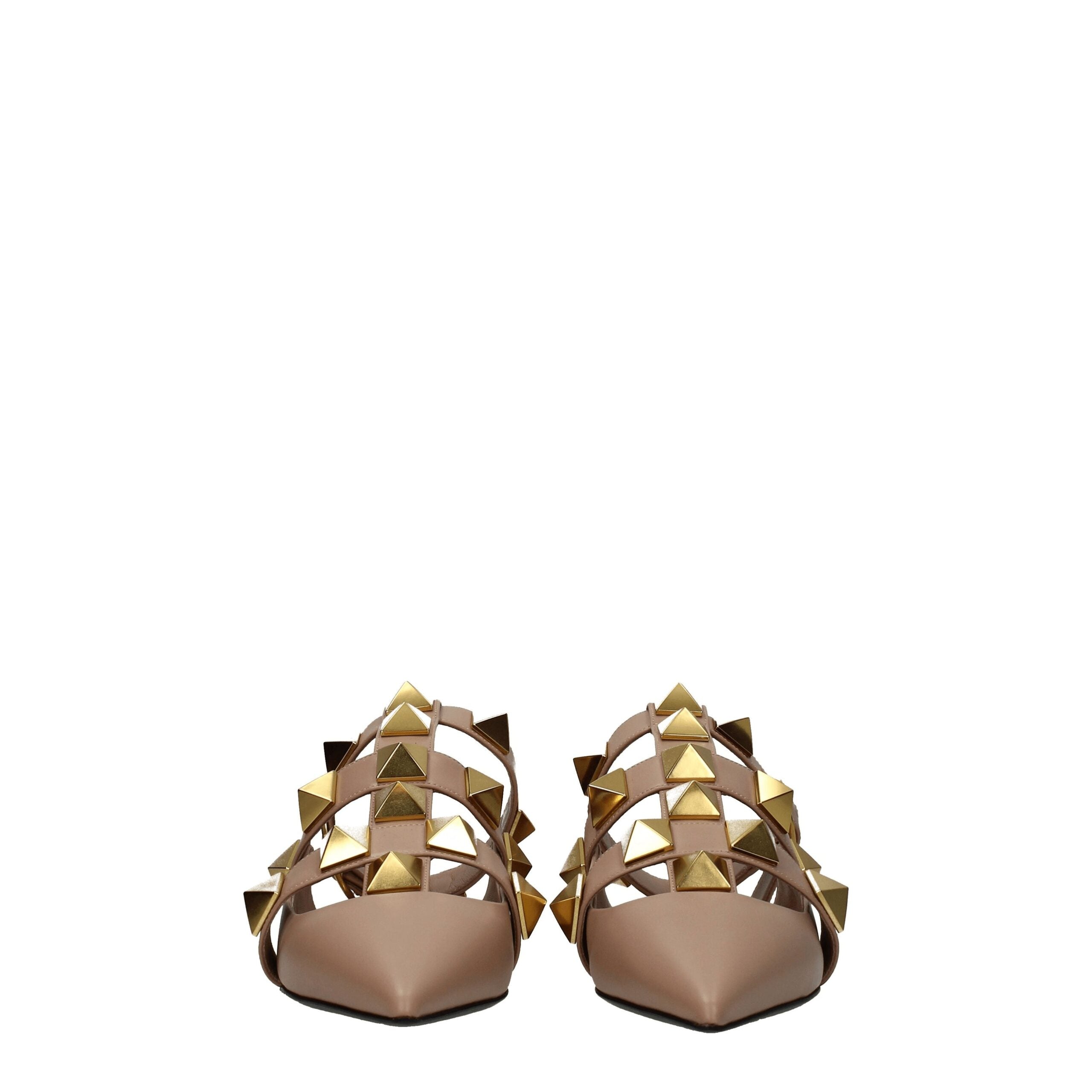 Valentino Garavani Roze Leren Platte Sandalen