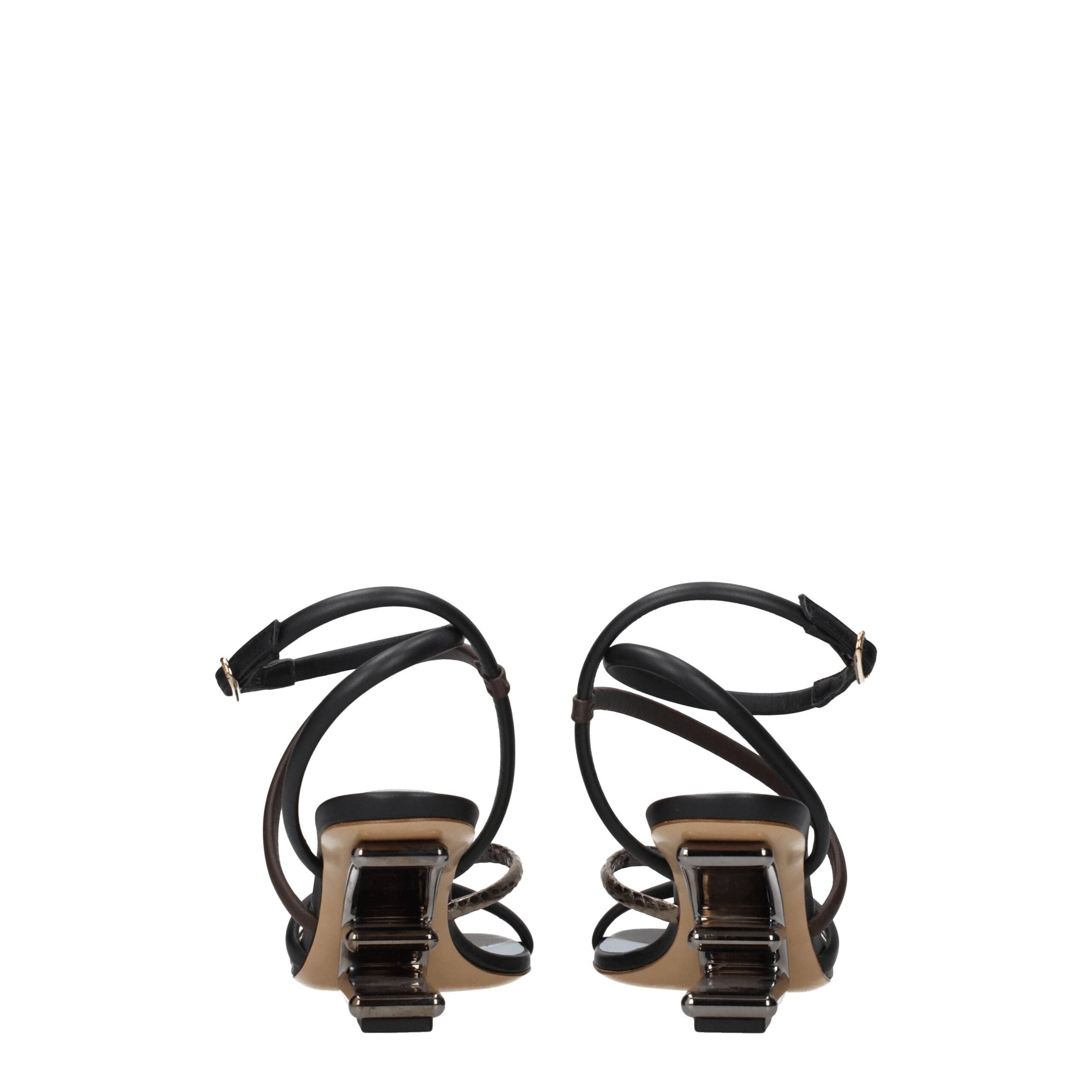 Fendi Multicolor Leren Platte Sandalen