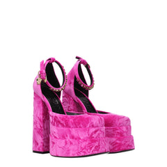 Versace Plateau-Sandalen aus pinkfarbenem Samt