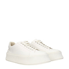 Jil Sander Witte Stoffen Platform Sneakers