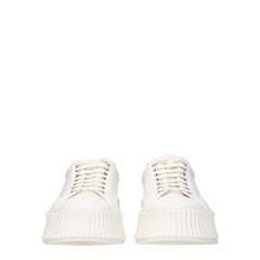 Jil Sander Witte Stoffen Platform Sneakers