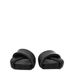 Jil Sander Zwarte Leren Slippers
