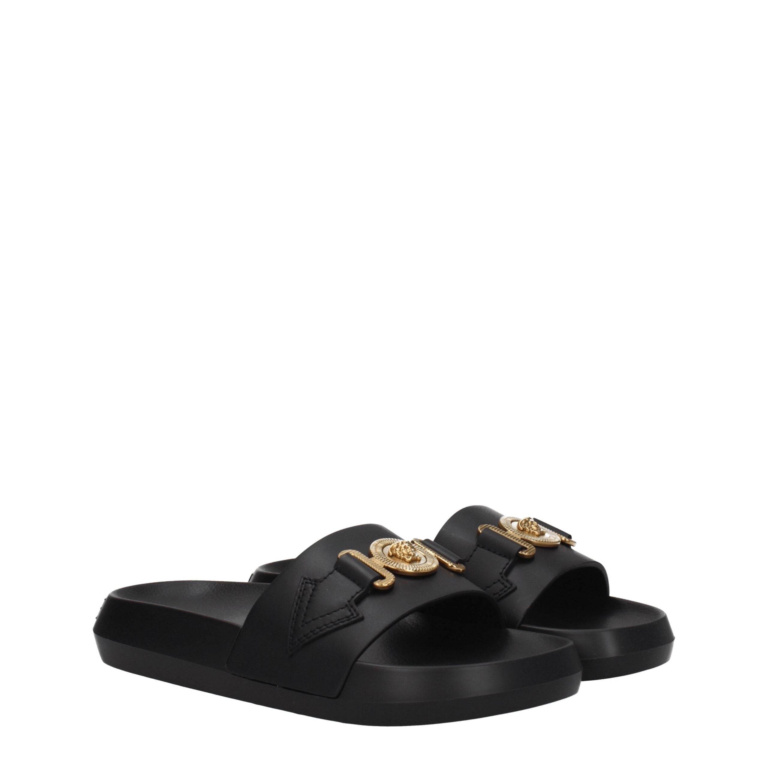 Versace Hausschuhe aus schwarzem Leder