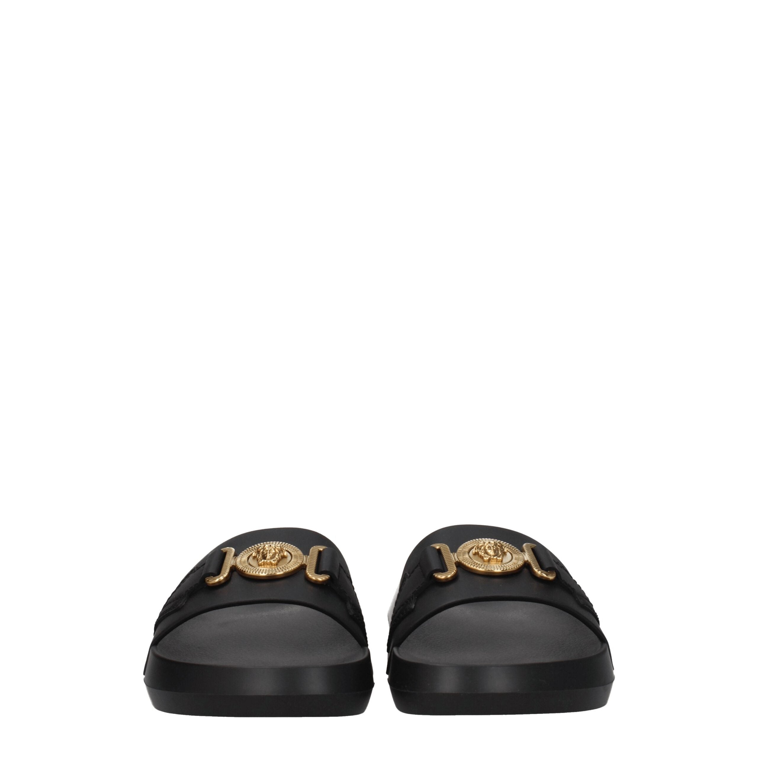 Versace Hausschuhe aus schwarzem Leder
