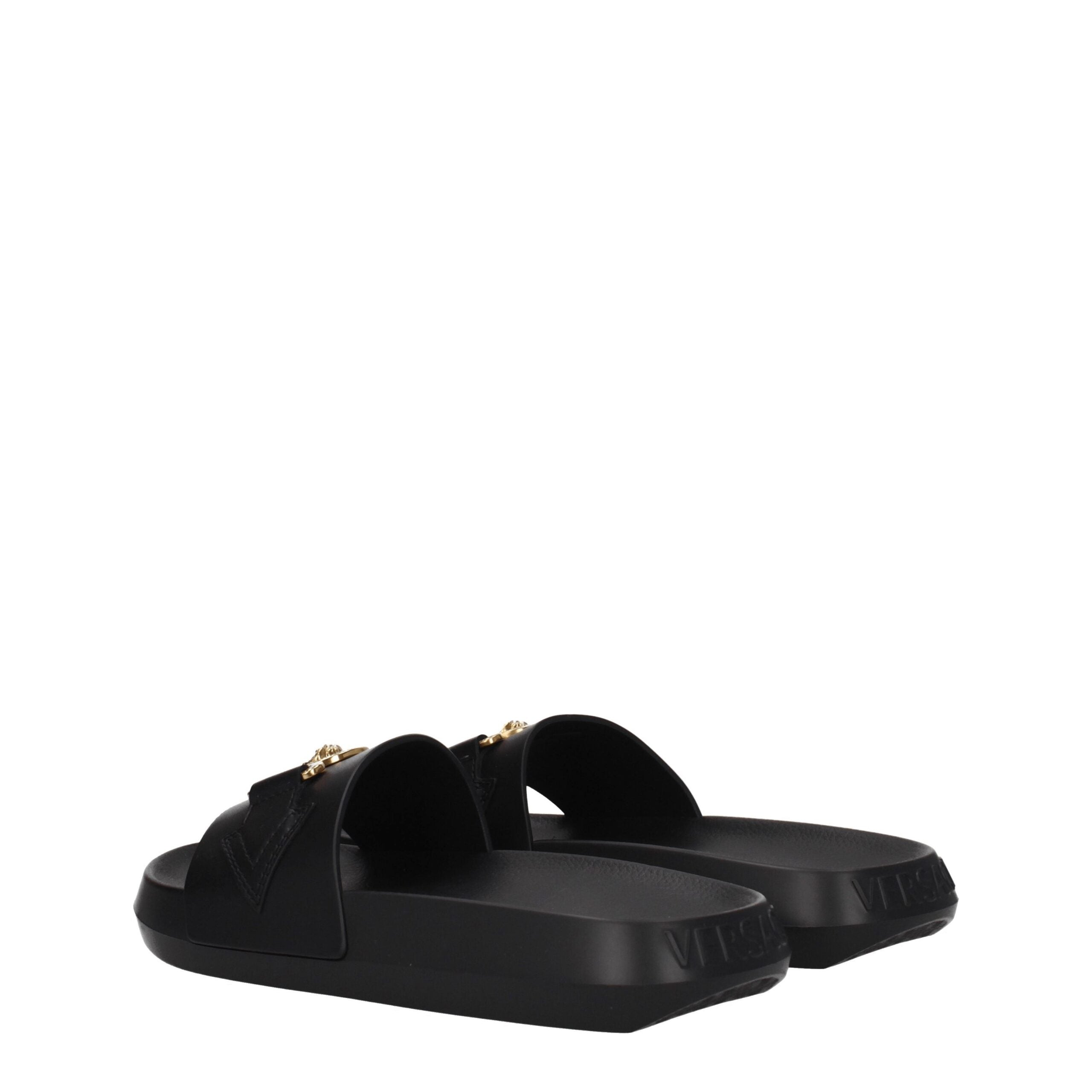 Versace Hausschuhe aus schwarzem Leder