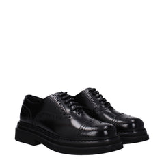 Dolce & Gabbana Zwarte Leren Veterschoenen en Derbies