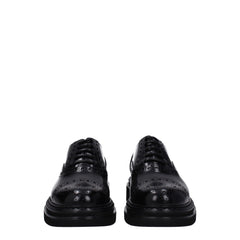 Dolce & Gabbana Zwarte Leren Veterschoenen en Derbies