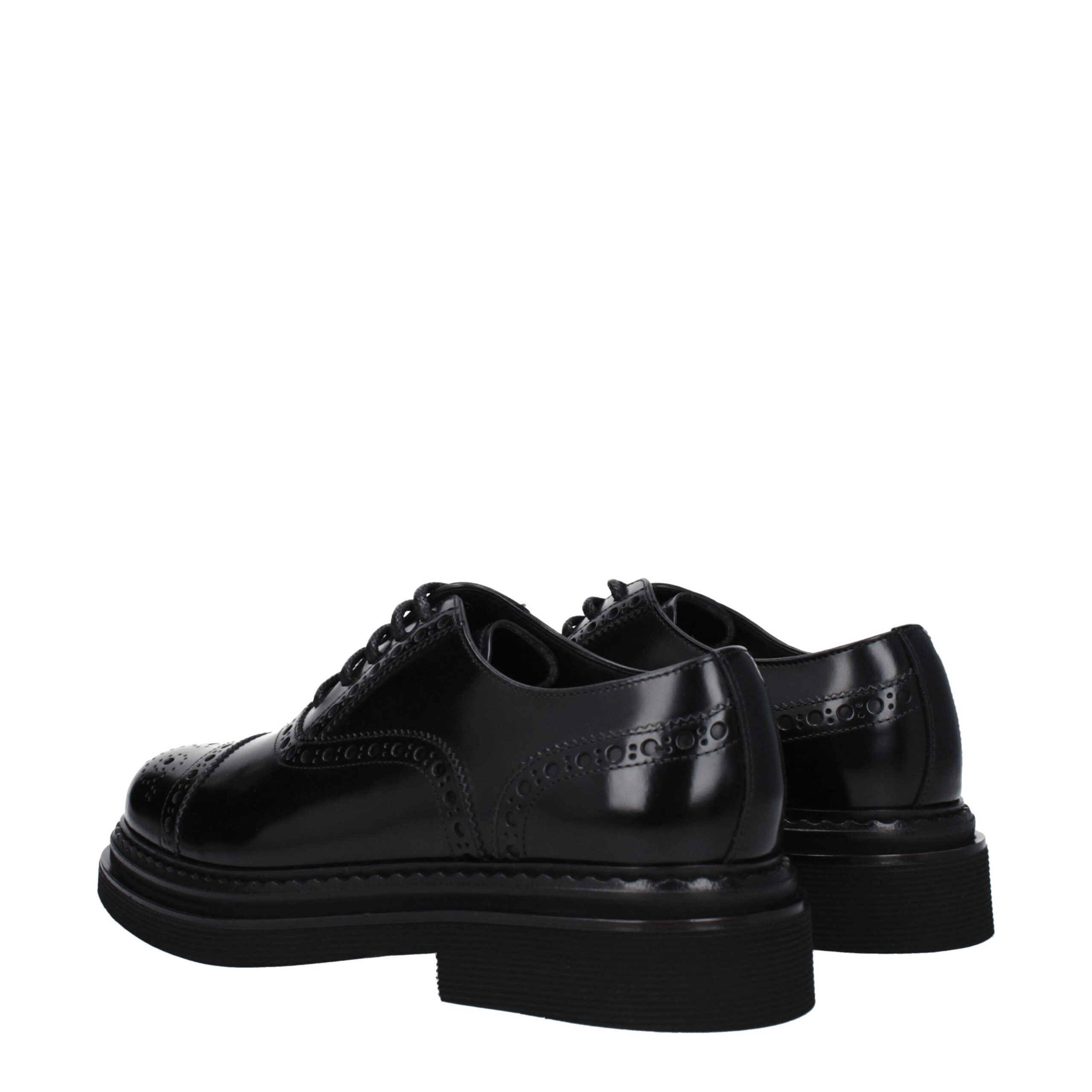 Dolce & Gabbana Zwarte Leren Veterschoenen en Derbies