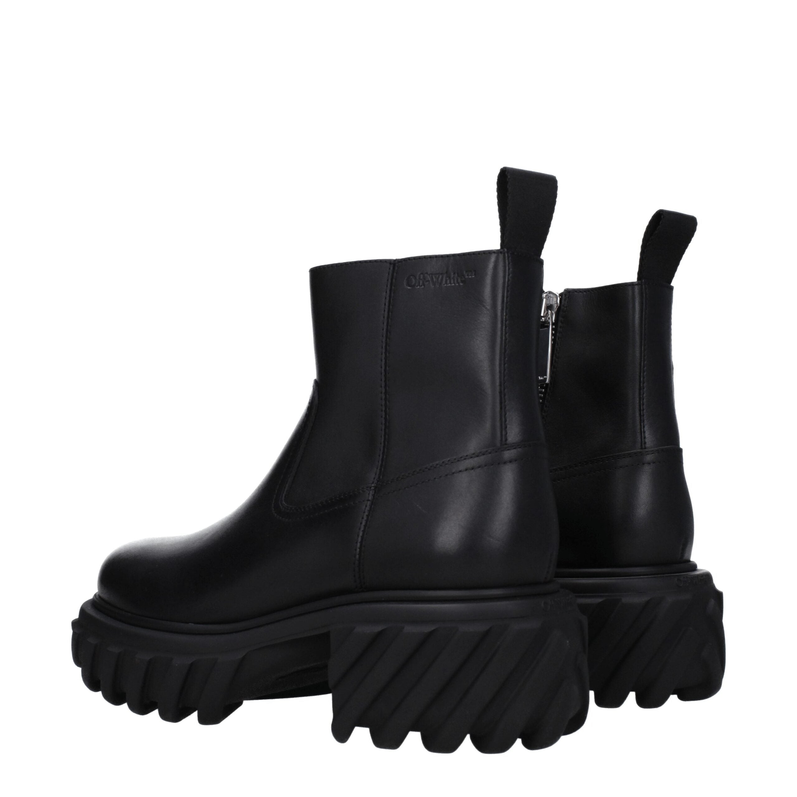 Off-White Zwarte Leren Enkellaarzen