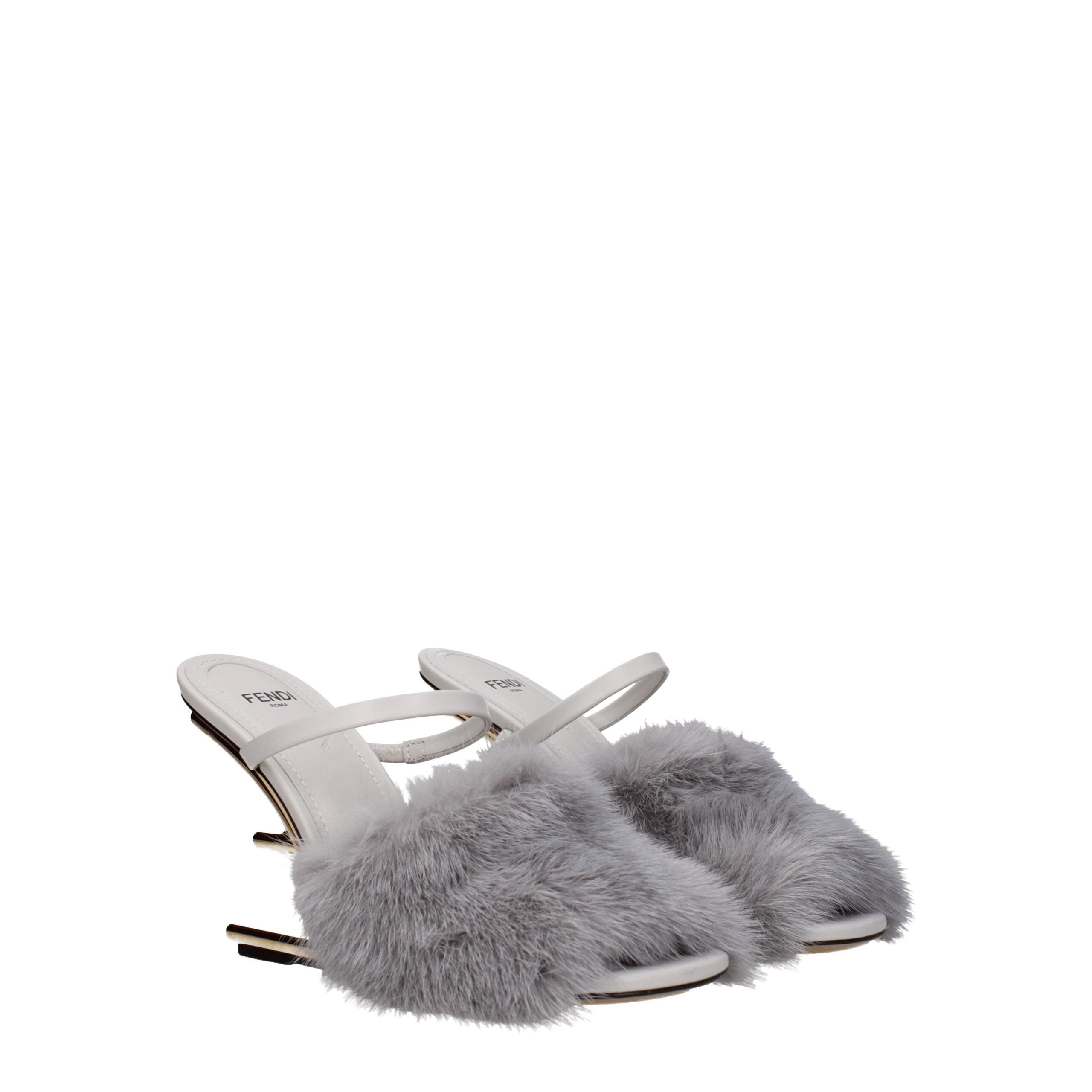 Fendi grijze nertsslippers