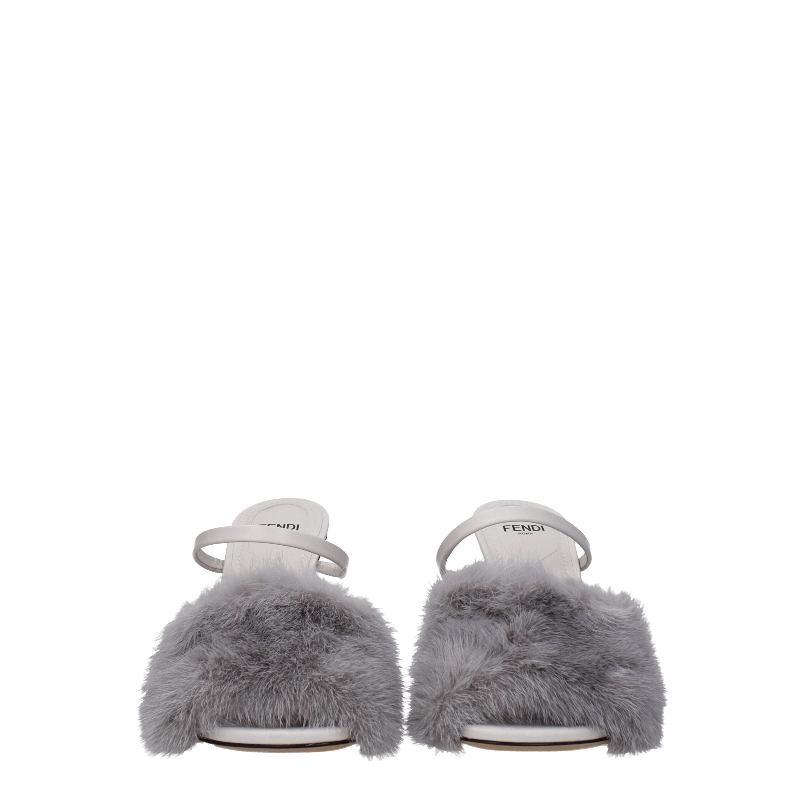 Fendi grijze nertsslippers
