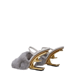 Fendi grijze nertsslippers