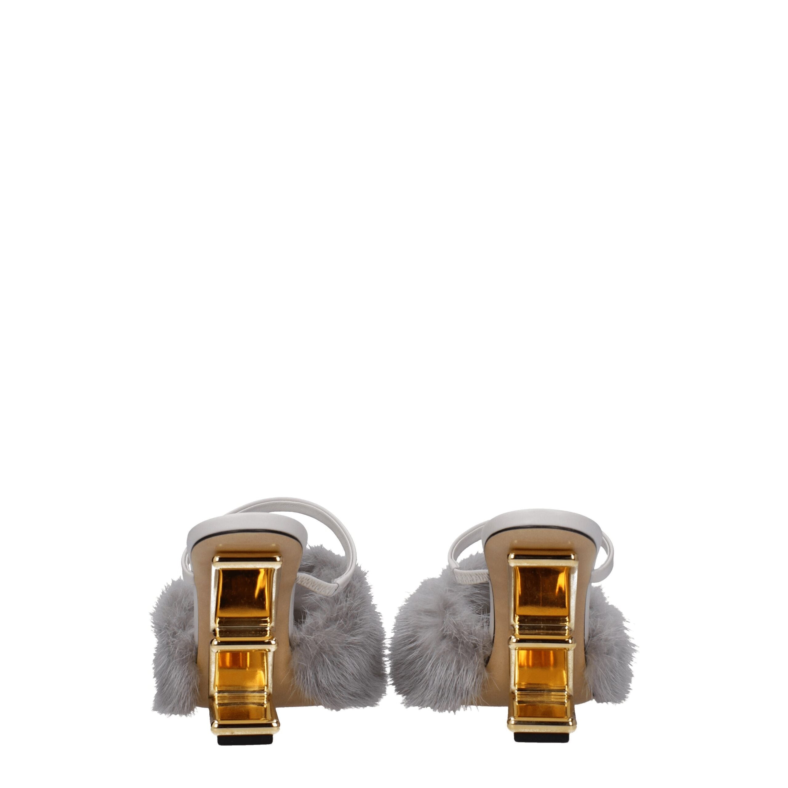 Fendi grijze nertsslippers