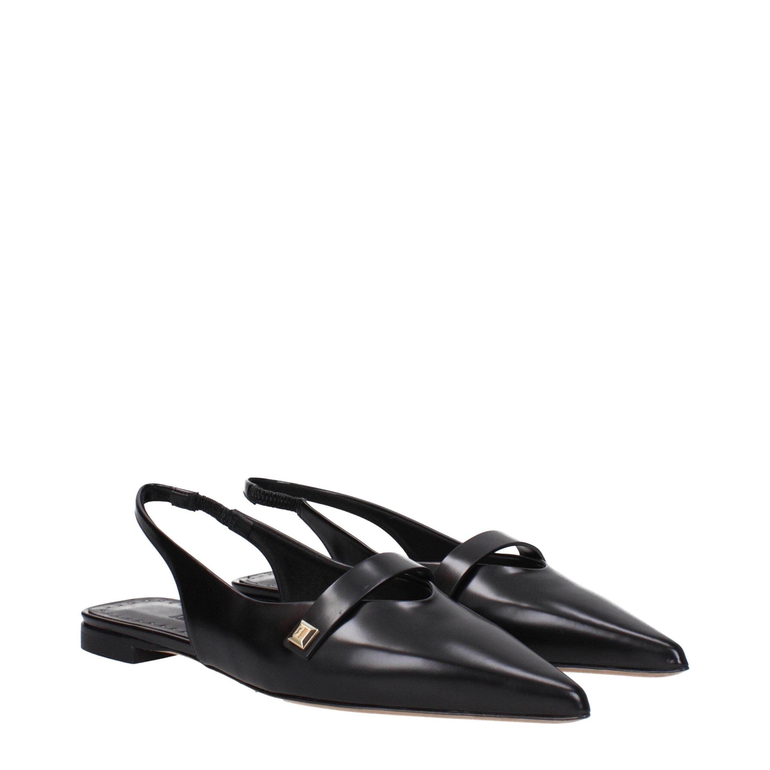 Max Mara Schwarze Leder-Ballerinas