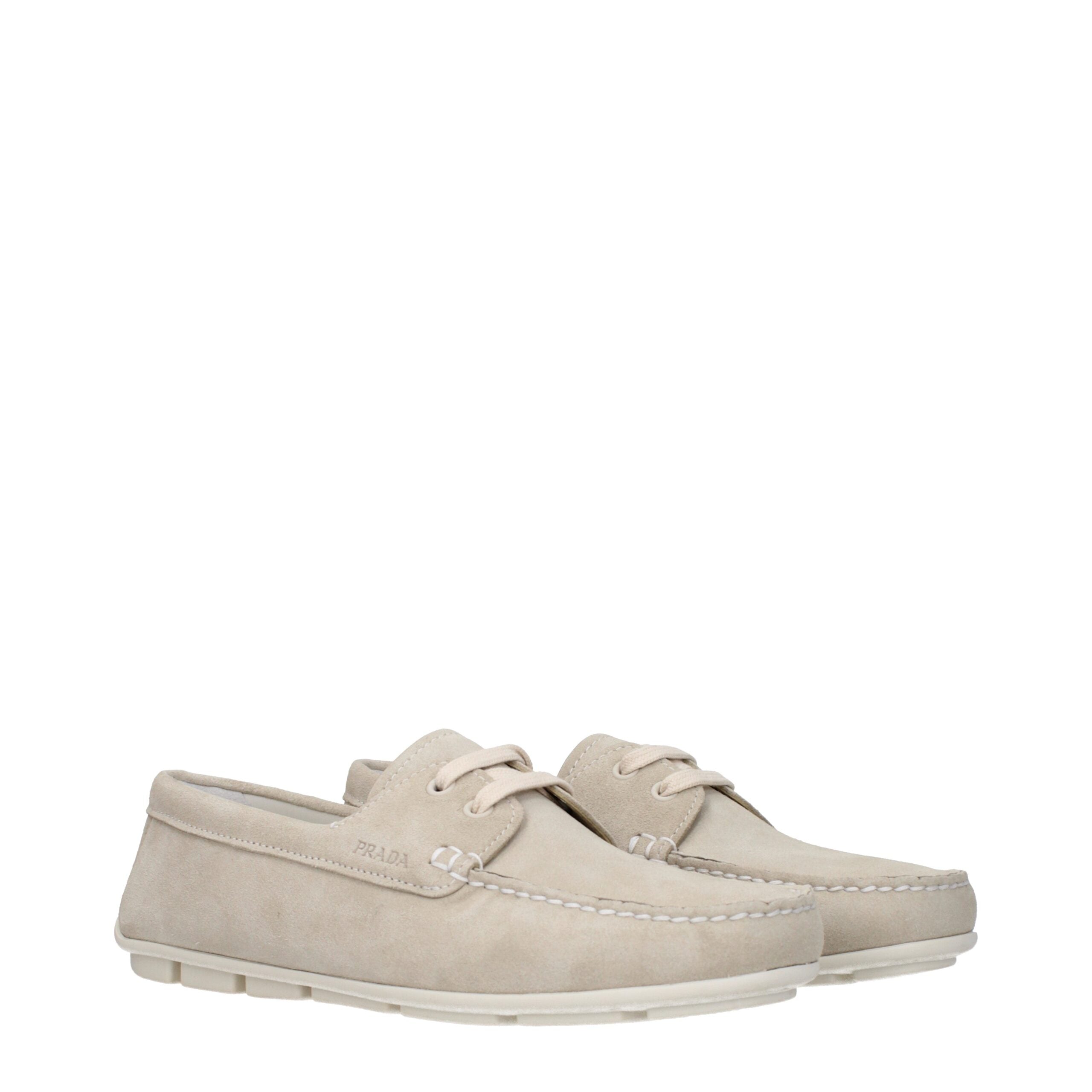 Prada Loafer aus grauem Leder zum Hineinschlüpfen