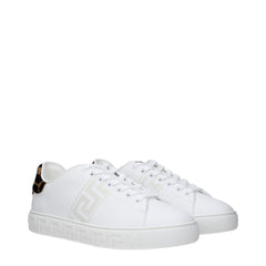 Versace Witte Leren Lage Sneakers