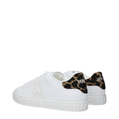 Versace Witte Leren Lage Sneakers