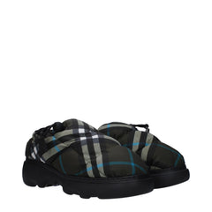 Burberry Green Fabric Slip-On Loafers