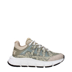Versace Groene Stoffen Lage Sneakers