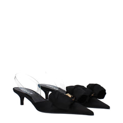 Versace Zwarte Satijnen Platte Sandalen