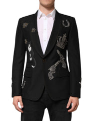 Dolce & Gabbana Zwarte Bij Kroon Verfraaide Pakjas Blazer