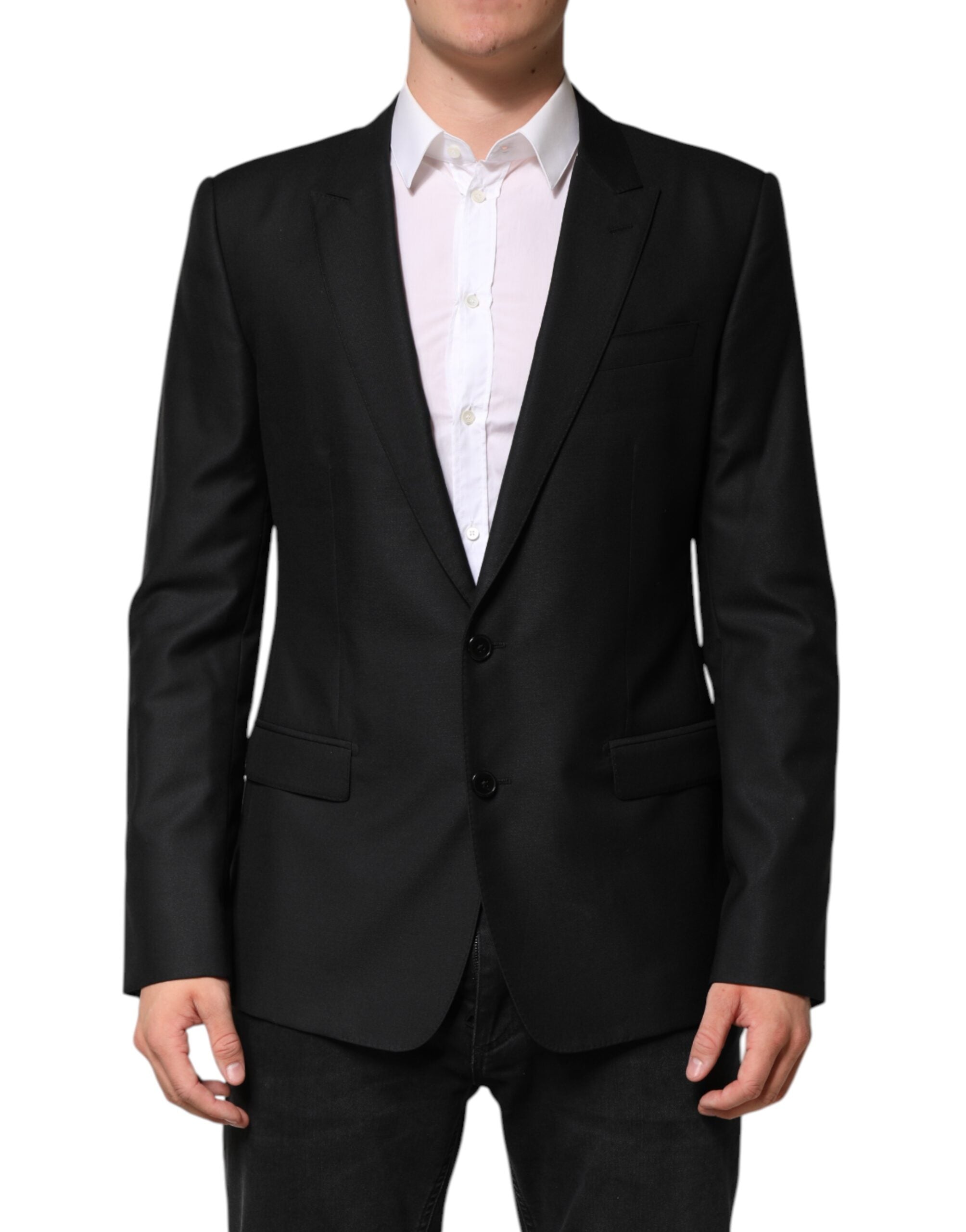 Dolce & Gabbana Zwart Wollen Single Breasted Jas Blazer