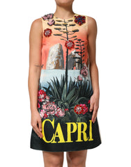 Dolce & Gabbana Mehrfarbiges A-Linien-Minikleid mit Kristallverzierung