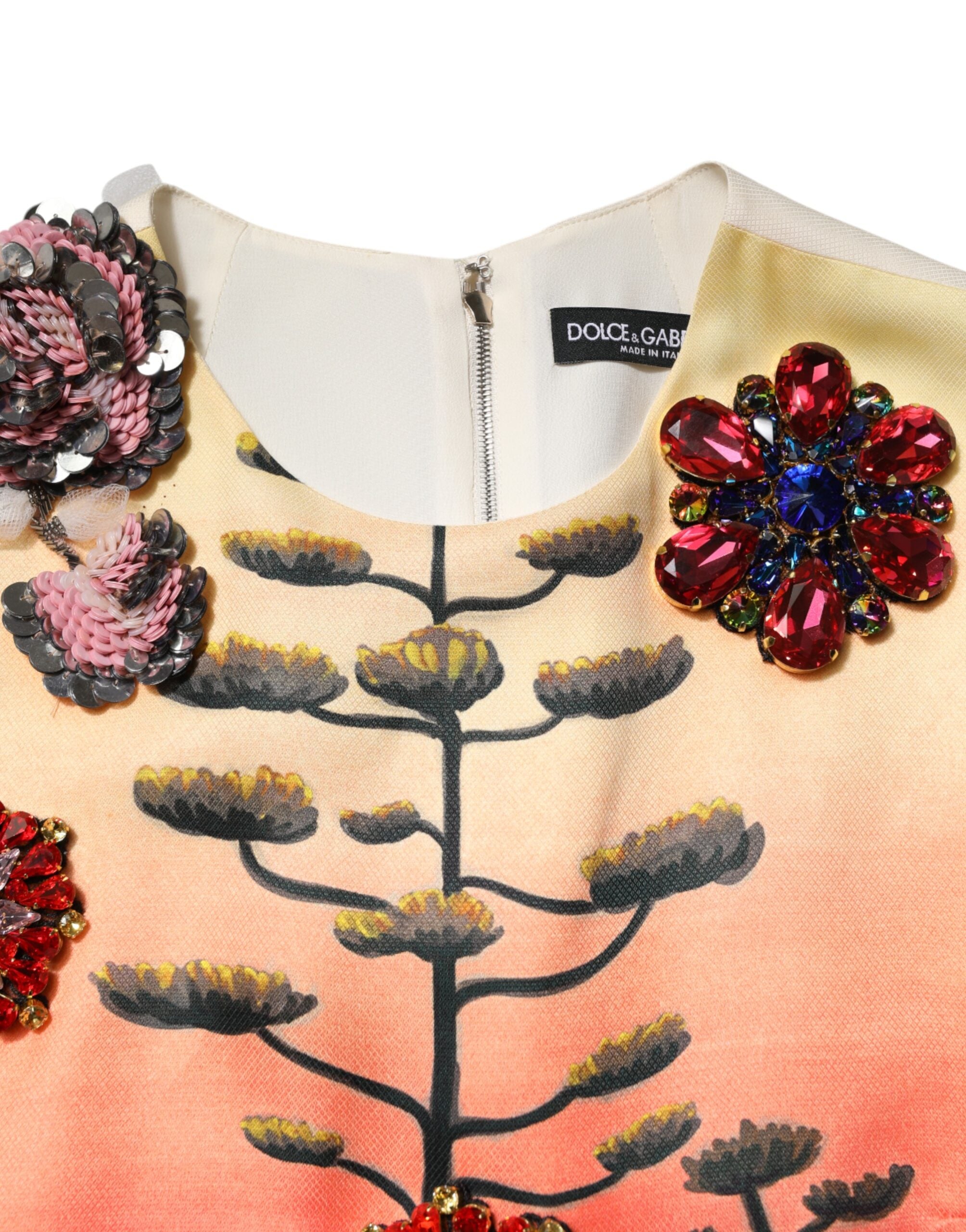 Dolce & Gabbana Mehrfarbiges A-Linien-Minikleid mit Kristallverzierung