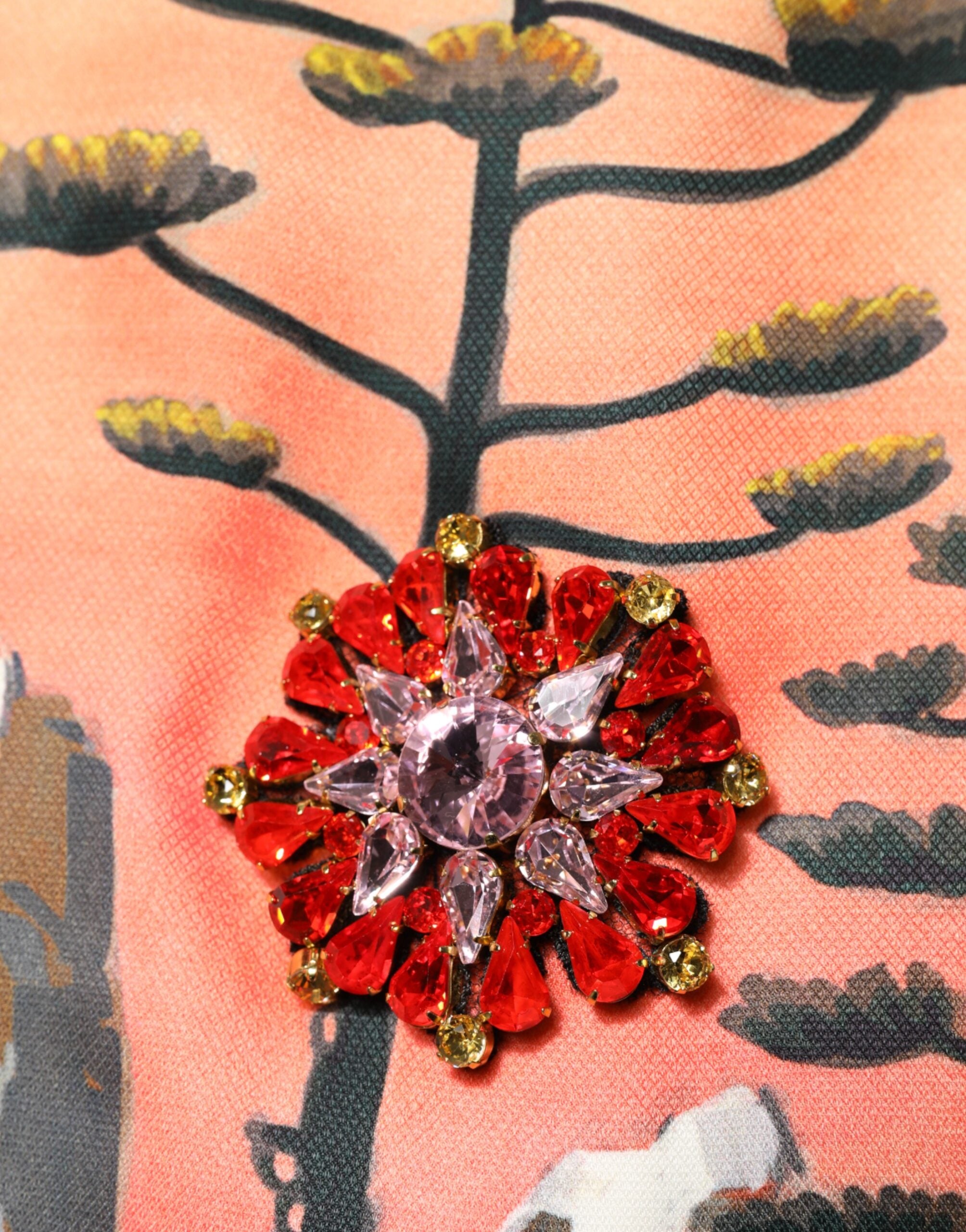 Dolce & Gabbana Mehrfarbiges A-Linien-Minikleid mit Kristallverzierung