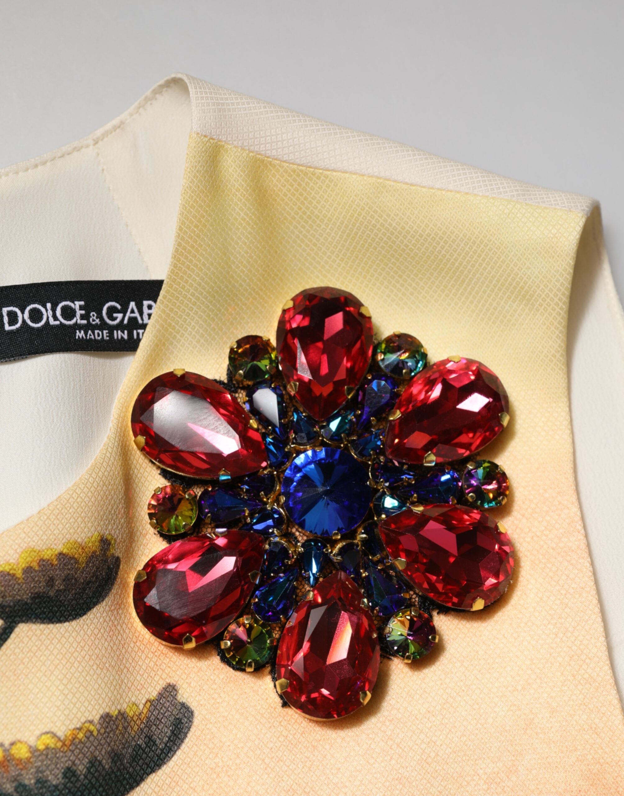 Dolce & Gabbana Mehrfarbiges A-Linien-Minikleid mit Kristallverzierung
