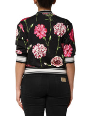 Dolce & Gabbana Schwarzes Baumwoll-Top mit Blumenmuster und kurzen Ärmeln