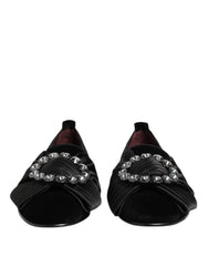 Dolce & Gabbana Schwarze VATICANO Slip-on Schuhe mit Kristallband