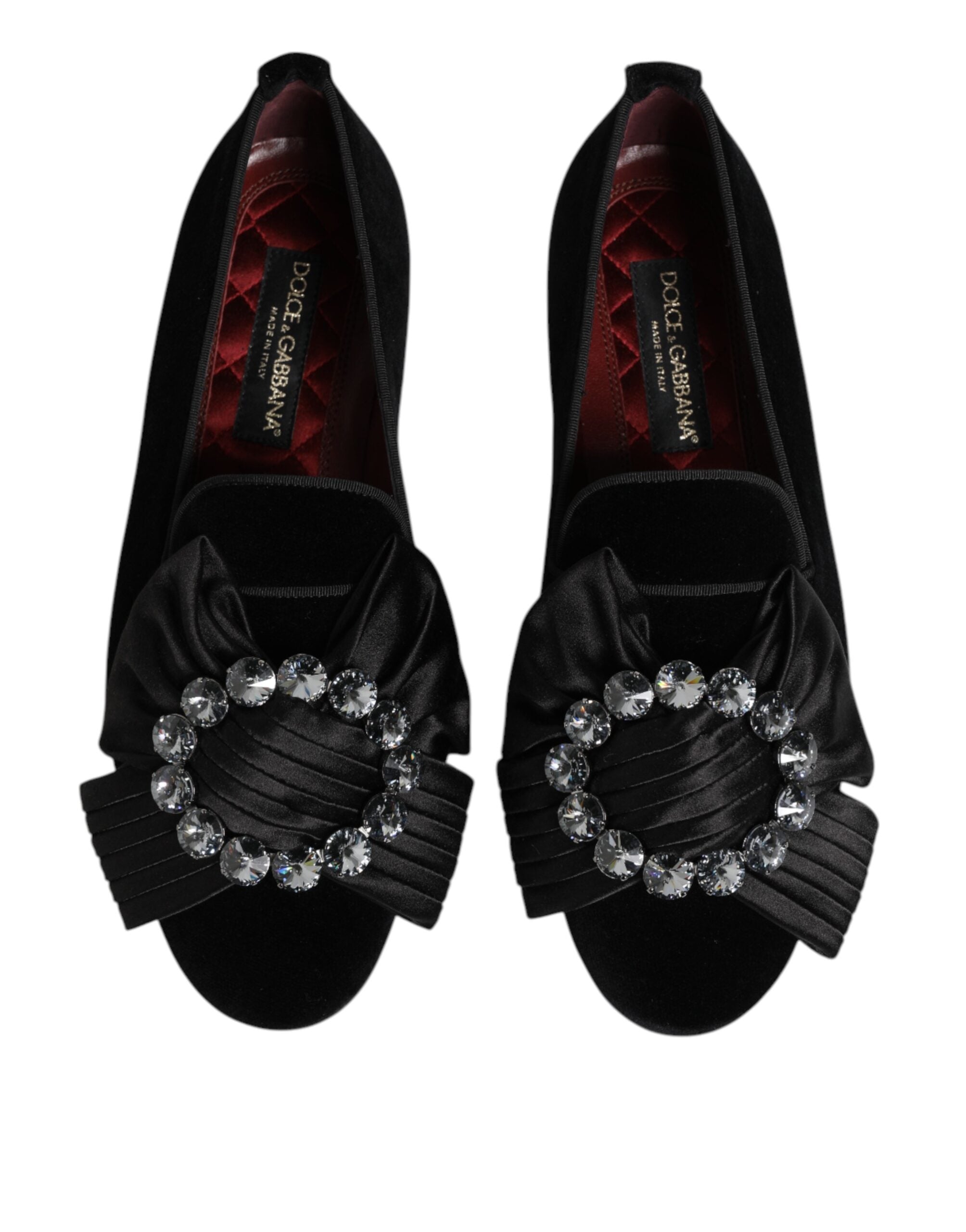 Dolce & Gabbana Schwarze VATICANO Slip-on Schuhe mit Kristallband