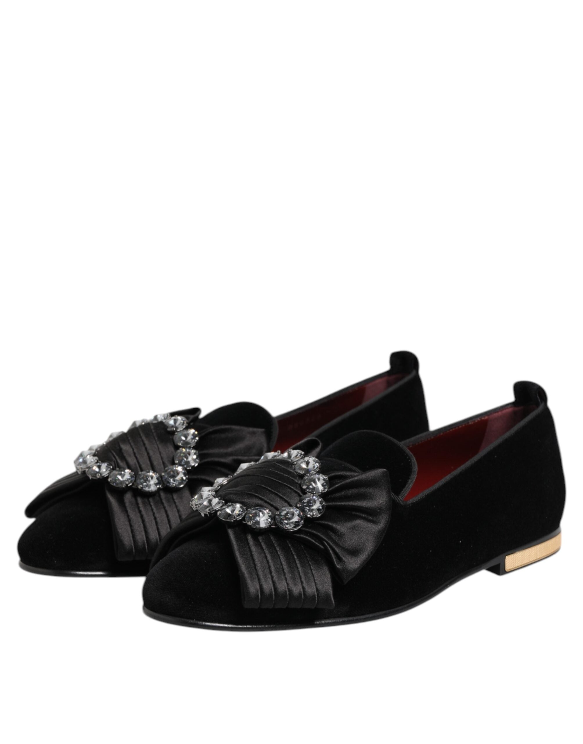 Dolce & Gabbana Schwarze VATICANO Slip-on Schuhe mit Kristallband