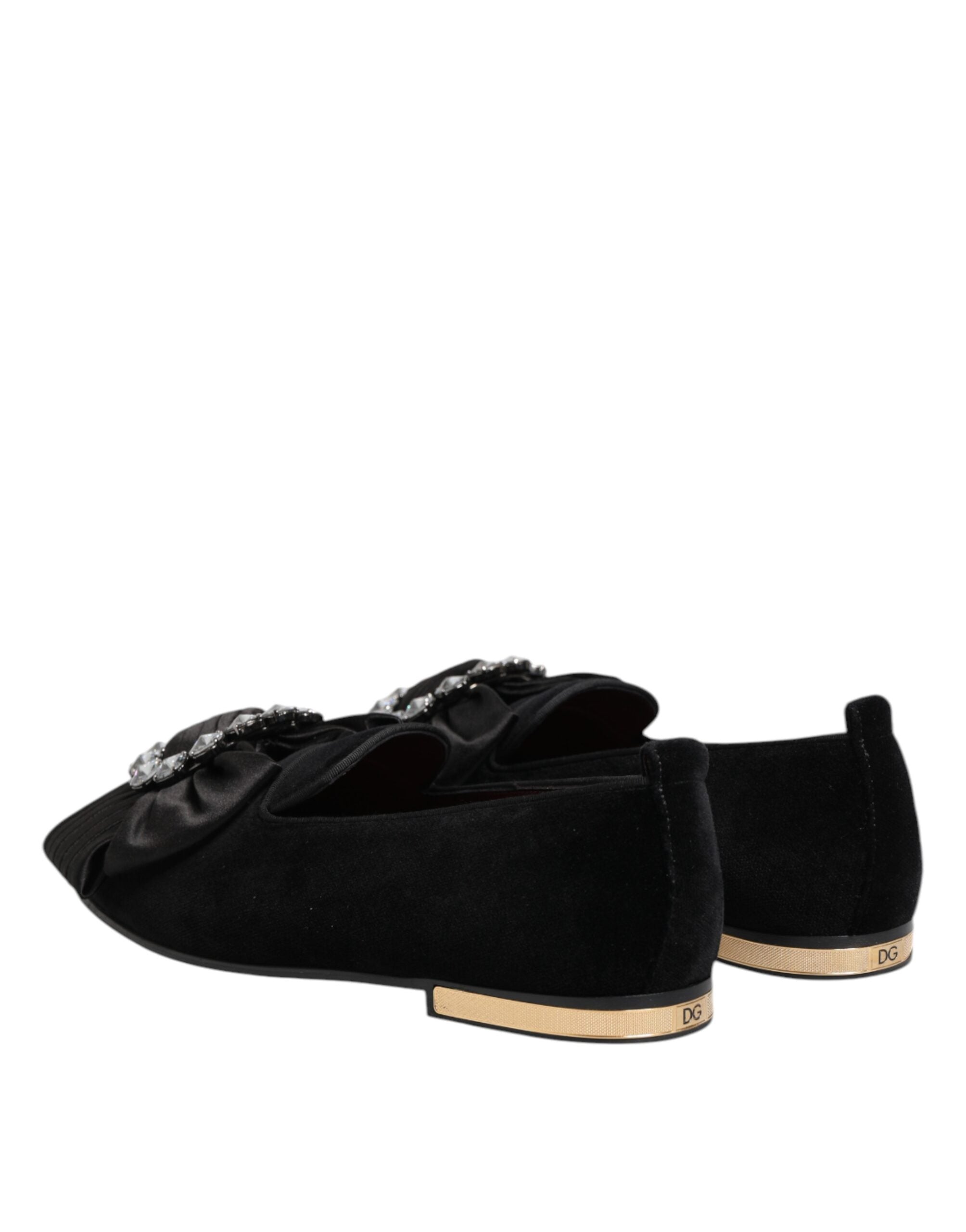 Dolce & Gabbana Schwarze VATICANO Slip-on Schuhe mit Kristallband