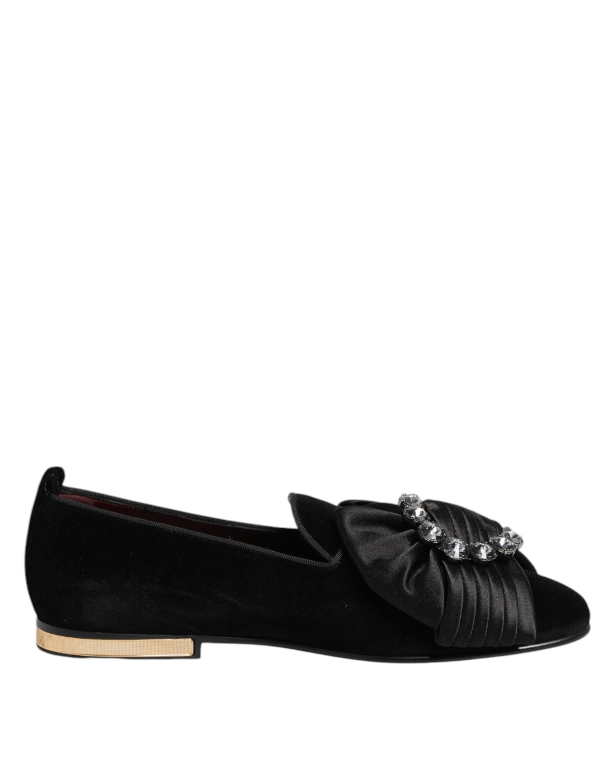 Dolce & Gabbana Schwarze VATICANO Slip-on Schuhe mit Kristallband