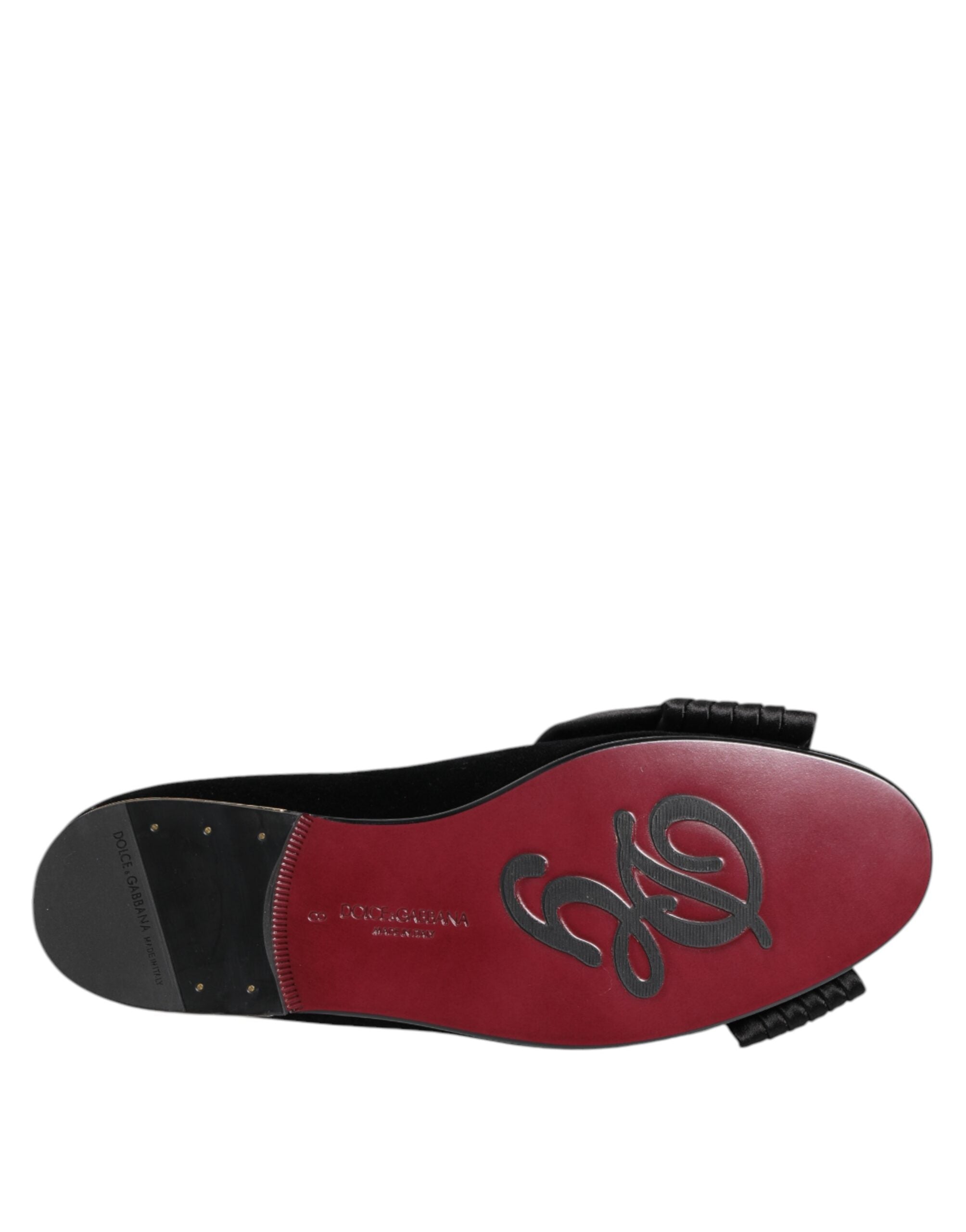 Dolce & Gabbana Schwarze VATICANO Slip-on Schuhe mit Kristallband